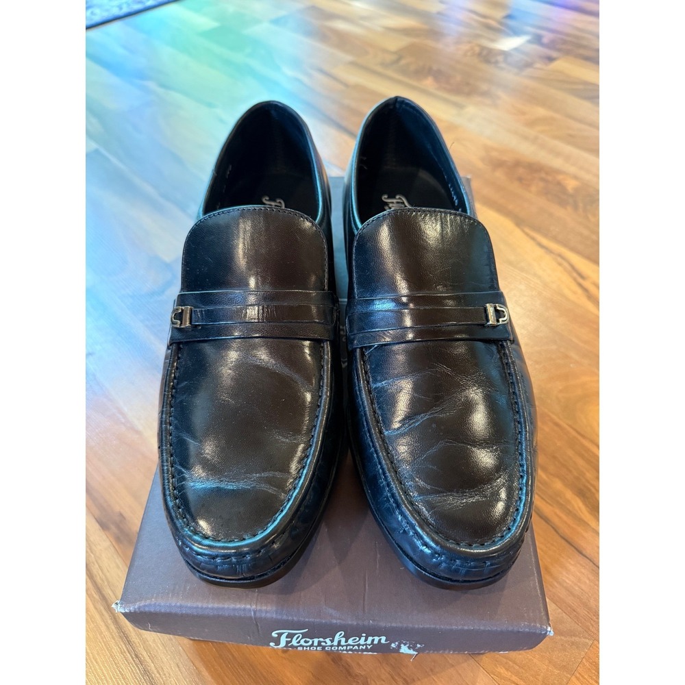 Florsheim Berkley Flex Penny‎ Loafer Black Leather Dress Shoes 11 EEE officecore